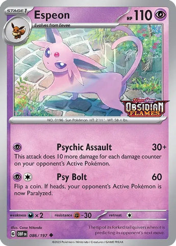 Espeon (086/197) (Exclusivité Best Buy) [Écarlate et violet : flammes d'obsidienne] 