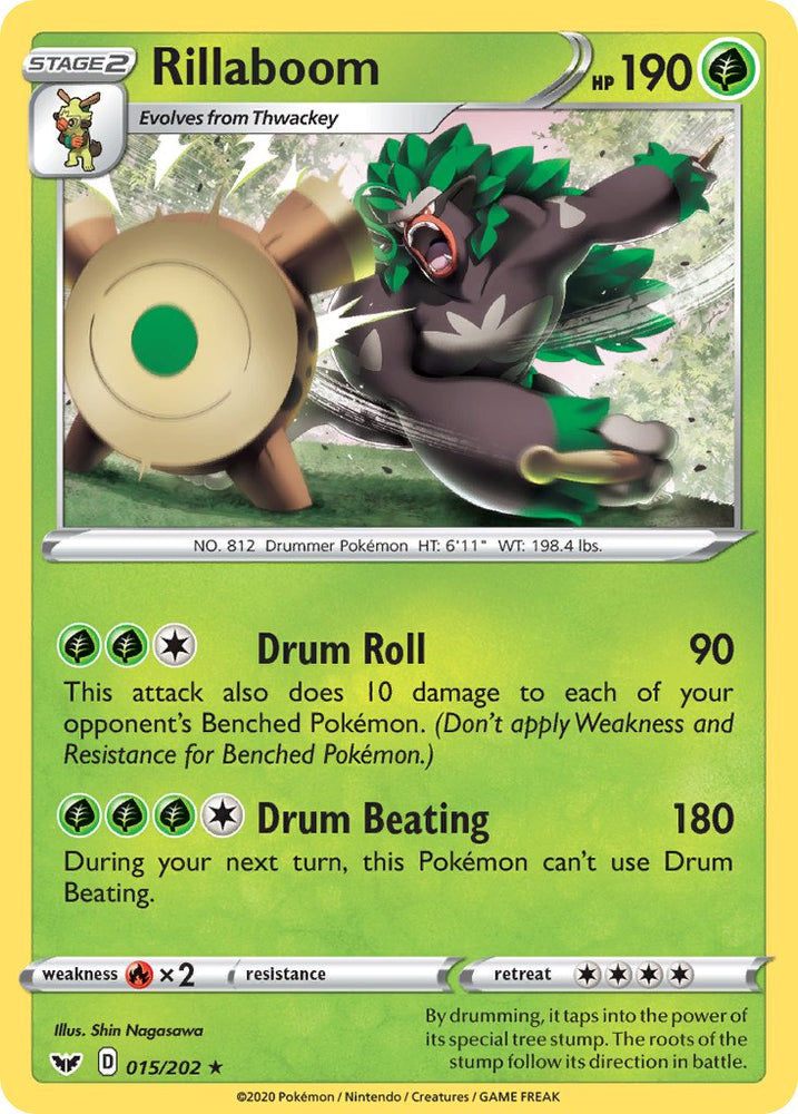 Rillaboom (015/202) (Cracked Ice Holo) (Thème Deck Exclusif) [Épée et Bouclier : Ensemble de Base] 