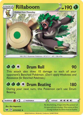 Rillaboom (015/202) (Cracked Ice Holo) (Thème Deck Exclusif) [Épée et Bouclier : Ensemble de Base] 