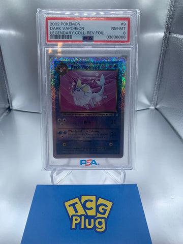 2002 Pokémon Dark Vaporeon Reverse Foil Collection Légendaire PSA 8