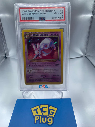 2002 Pokemon Dark Espeon Neo Destiny PSA 8
