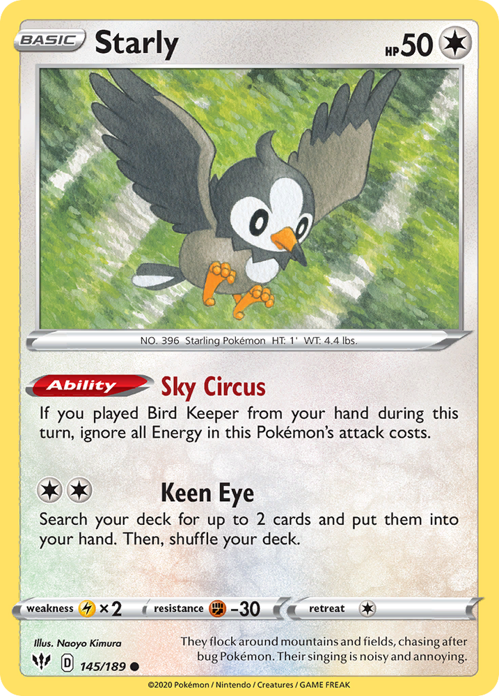 Starly (145/189) [Épée et Bouclier : Ténèbres en feu] 