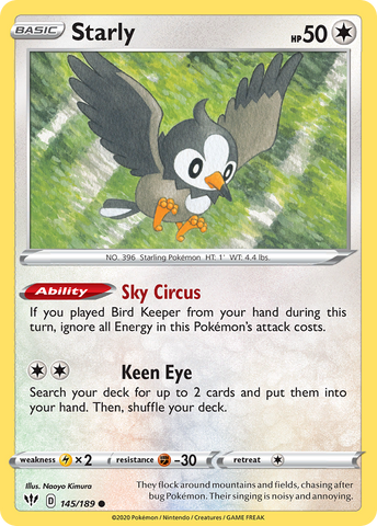 Starly (145/189) [Épée et Bouclier : Ténèbres en feu] 