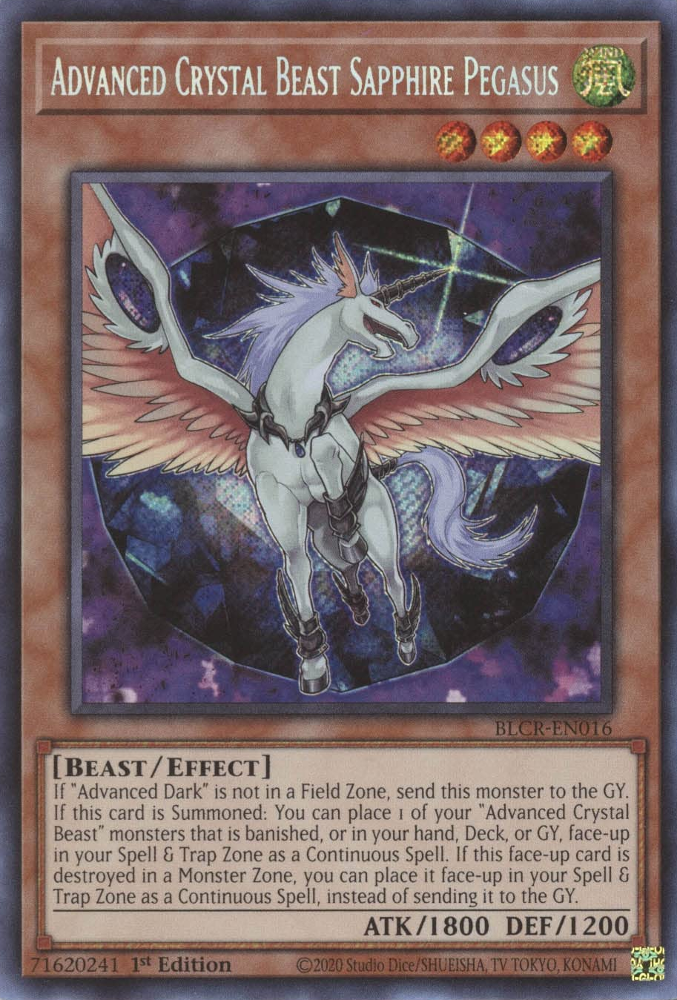 Bête de cristal avancée Saphir Pegasus [BLCR-EN016] Secret Rare 